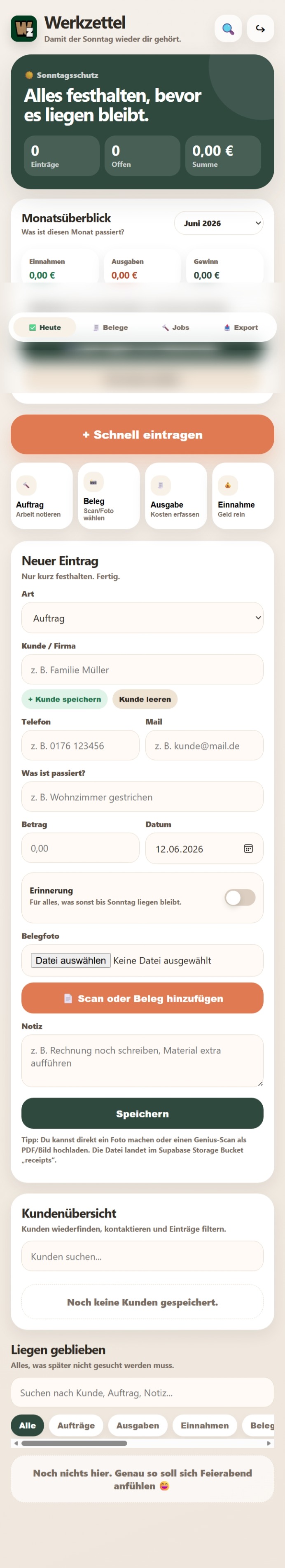 Werkzettel in app