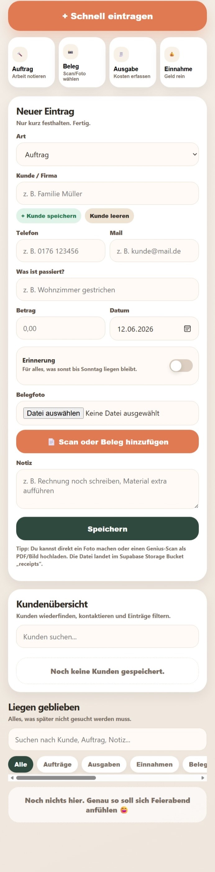 Werkzettel in app