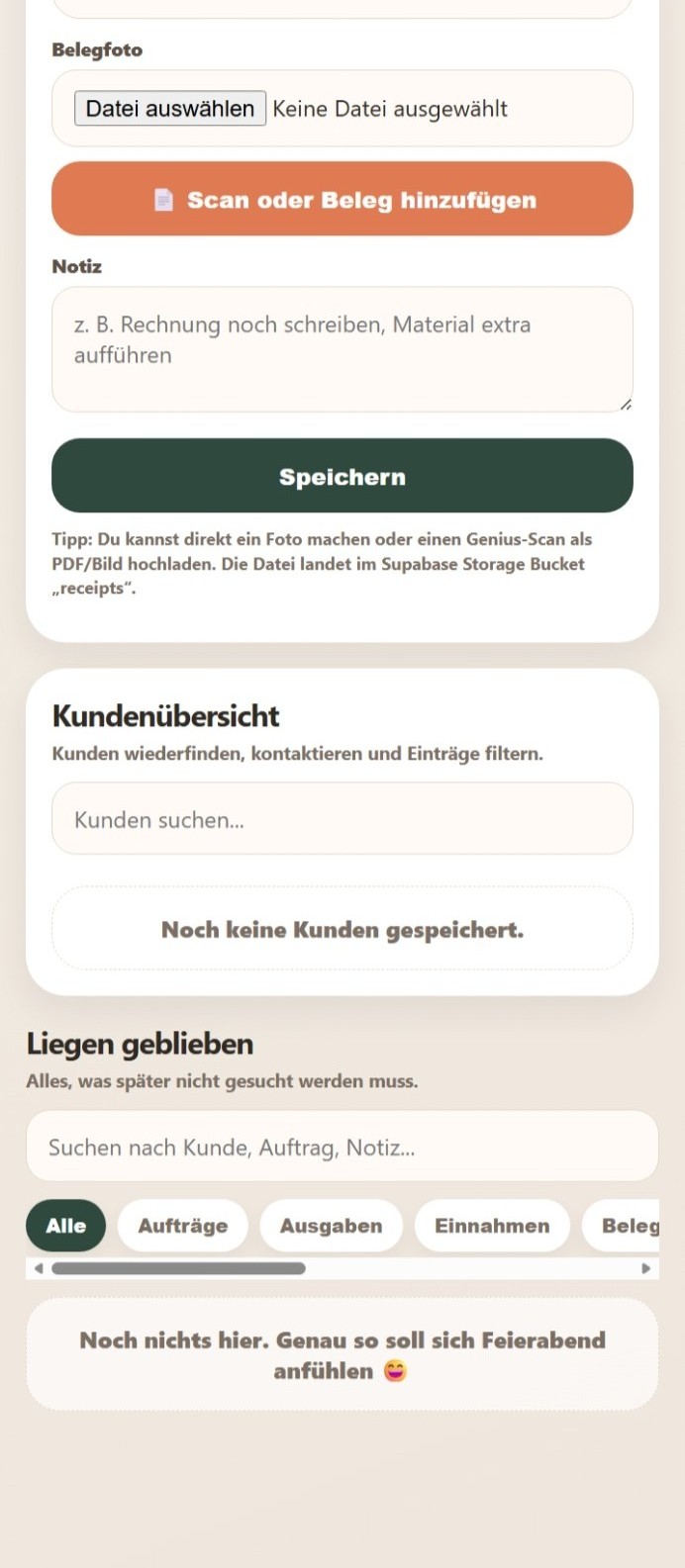 Werkzettel in app